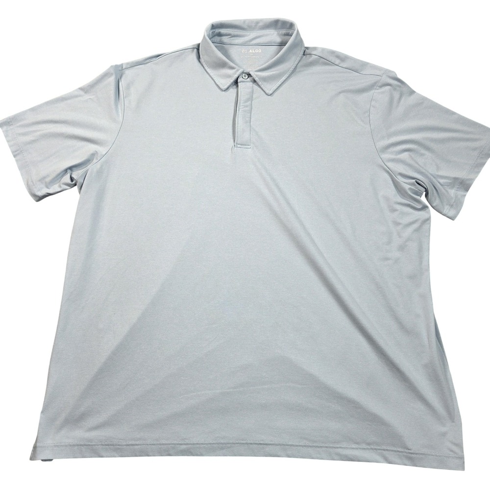 01.ALGO Polo Shirt Mens 2XLT Blue Solid Performance Quick Dry Golf UPF 40